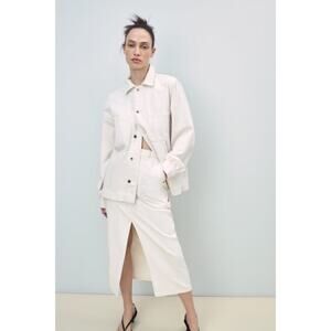 Zara Premium The Worker Denim Utility Midi Maxi Skirt